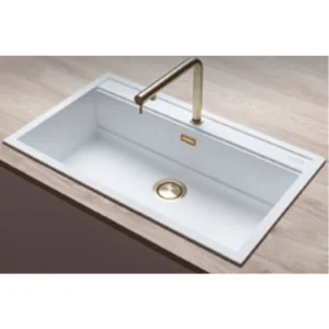 EVIER SG-70B SUR PLAN 76,5*53 EN FRAGRANIT COULEURS BLAN - NOIR ET GRIS AVEC SIPHON