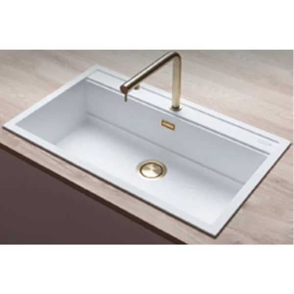 EVIER SG-70B SUR PLAN 76,5*53 EN FRAGRANIT COULEURS BLAN - NOIR ET GRIS AVEC SIPHON